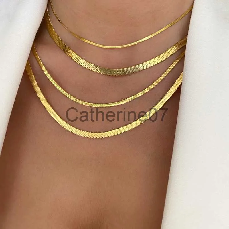 Naszyjniki wiszące gorąca moda unisex łańcuch węża damska Dzieciak Choker Śledź Nierdzew Kolor Złoty Kolor Naszyjnik dla kobiet biżuteria J230725