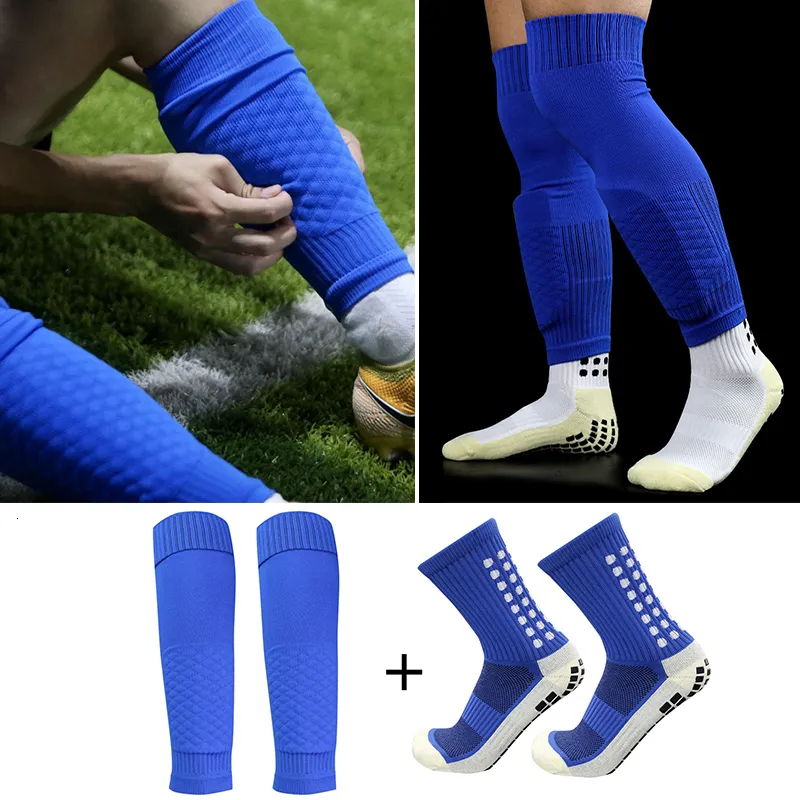 Meias Esportivas 1conjunto de equipamento de treinamento de futebol masculino engrossado e meias de proteção para joelho e perna de futebol equipamento de proteção ao ar livre calcetines hombre 230724