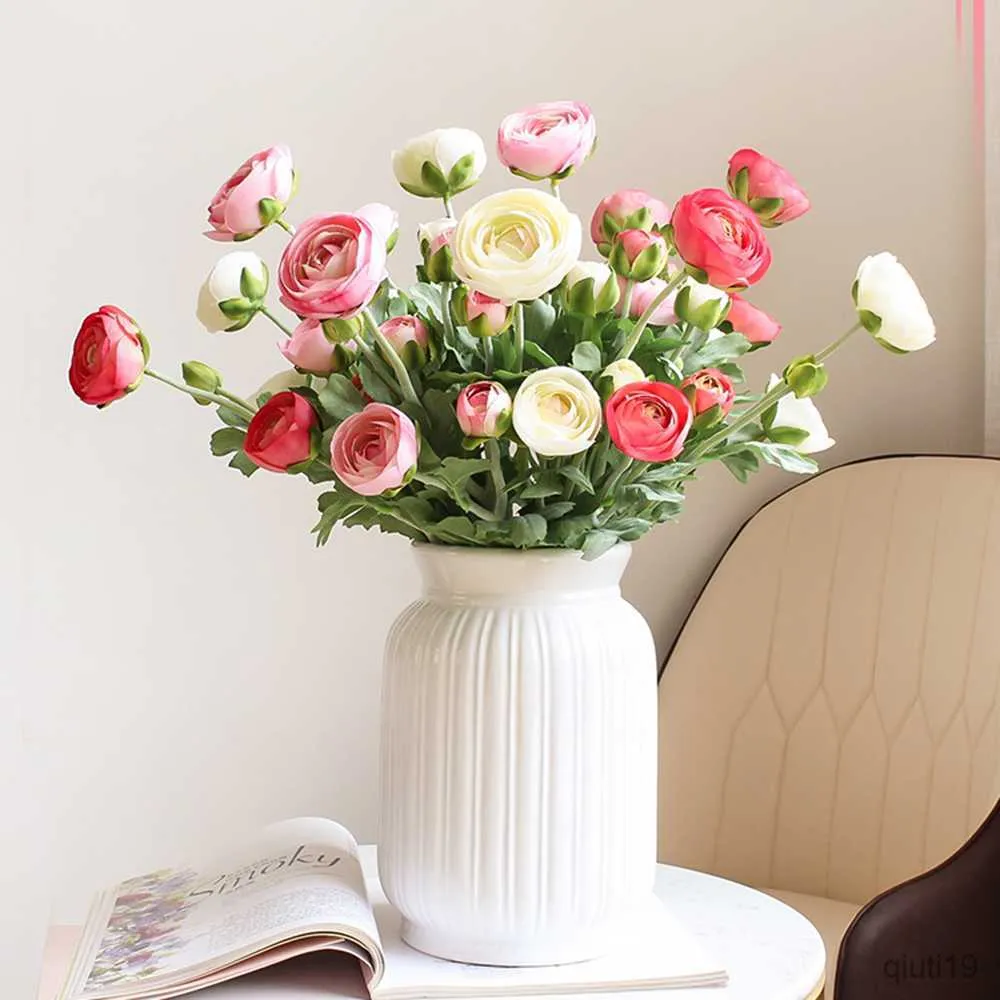 Fleurs séchées Fleurs artificielles de renoncule avec Real Touch Faux Pivoine Décoration de mariage Simulation domestique Fleurs artificielles R230725