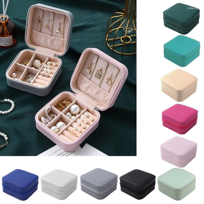 Jewelry Pouches Travel For Women Girls Leathers Single Layer Storage Box Necklaces Earrings Bracelets Rings Drop