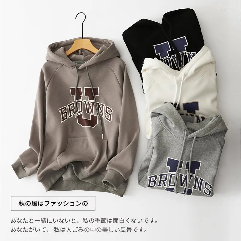 Frauen Hoodies Buchstaben Drucken Vintage Dicke Warme Übergroße Hoodie Mädchen Sweatshirt Frauen Winter Tops Pullover Marke Mode Teenager Kleidung