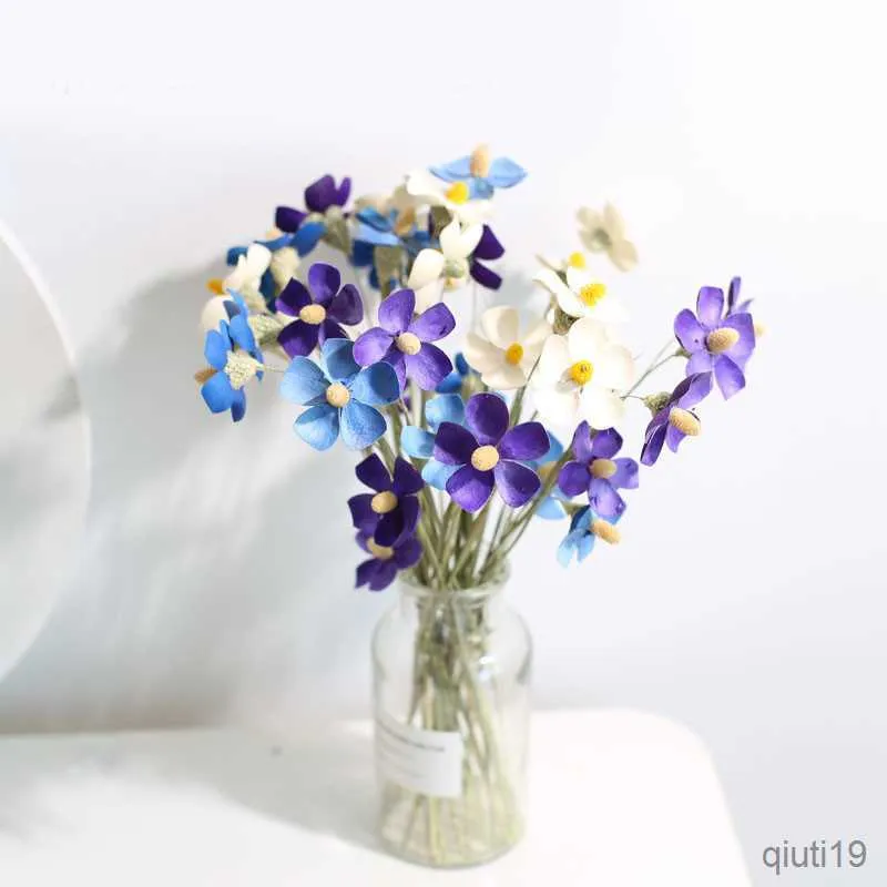 Gedroogde Bloemen 12 STUKS Natuurlijke Gedroogde Violette Bloemen Handgemaakte Gedroogde Plant Bloemstuk Bruiloft Thuis Woonkamer Tafel Decoratie R230725