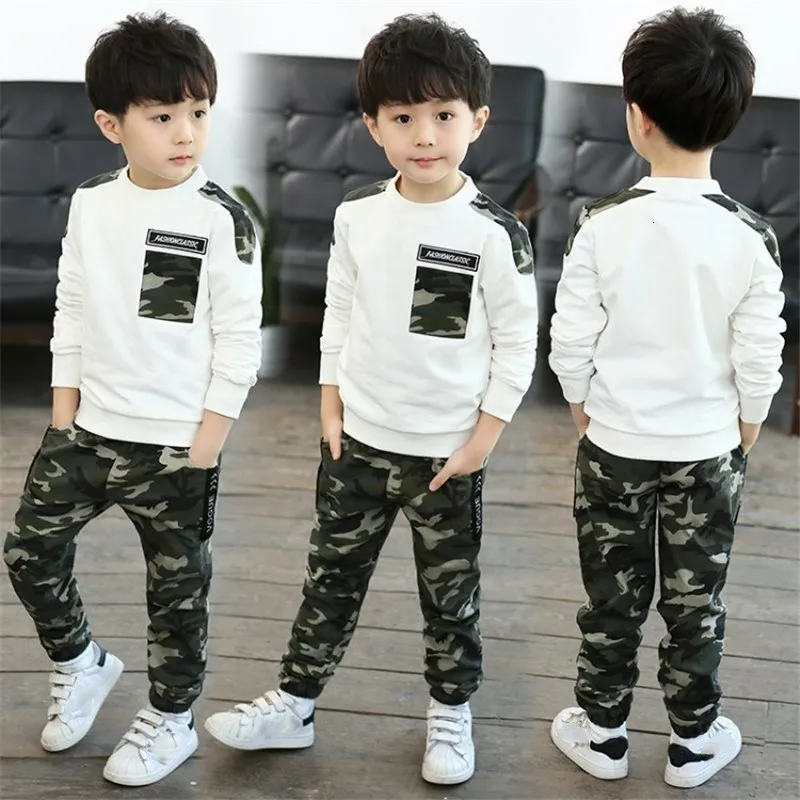 Camouflage Kids Sport Tracksuit Set For Boys Autumn Tops And Pants Outfit  For Teens 230724 From Deng07, $12.36