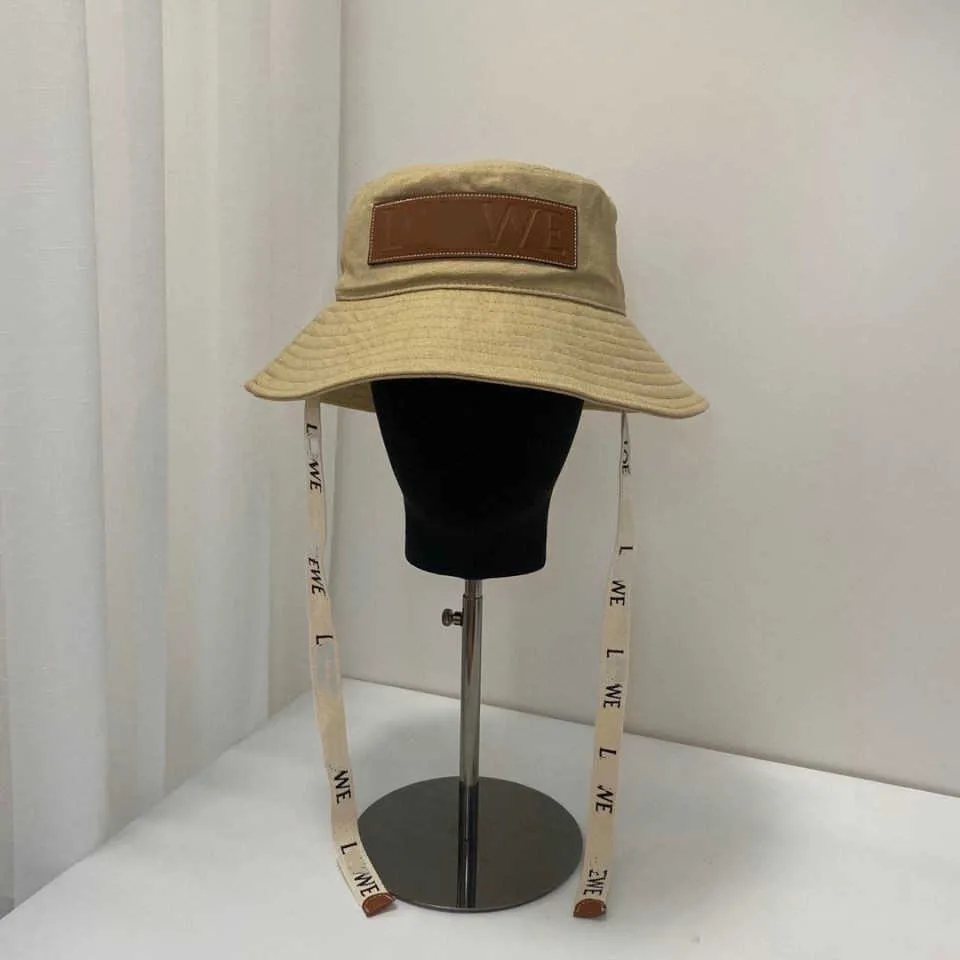 Haute Designer Hat Hat Lowe Series Summer Ribbon Canvas Sunshade Wide Brim Fisherman Star Same Blue Mens and Womens Style H7ZZ