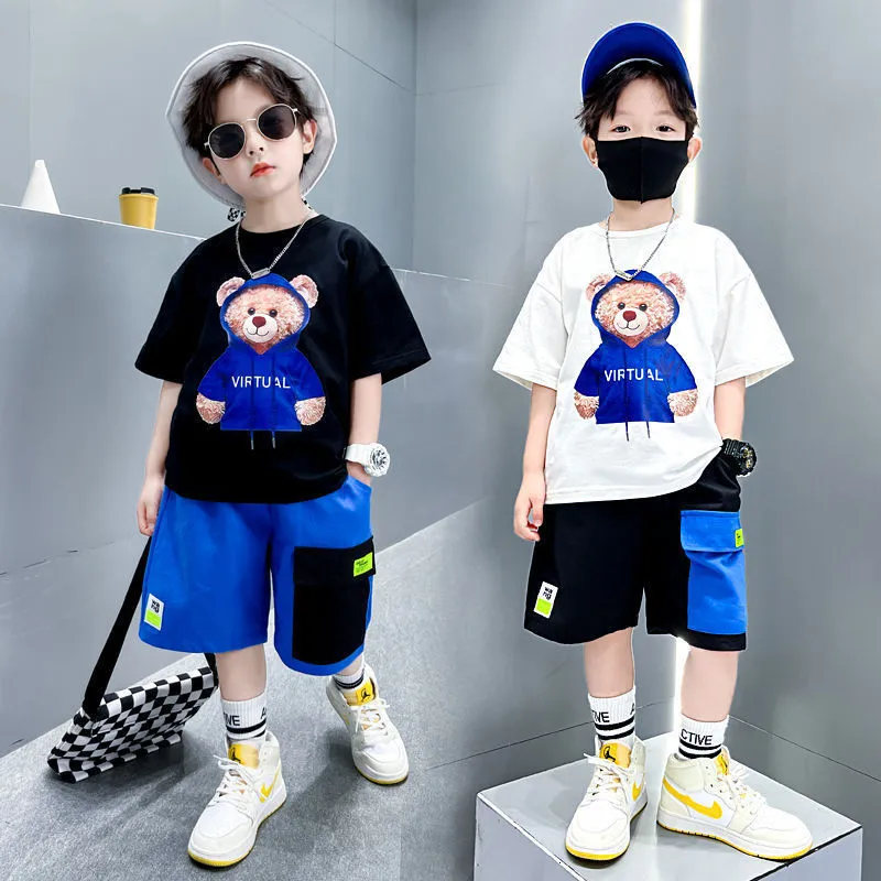 Clothing Sets Children's Summer Boys' Short-sleeved Suit Middle-aged Boys' Thin Section of Small Boys' Tops 230725