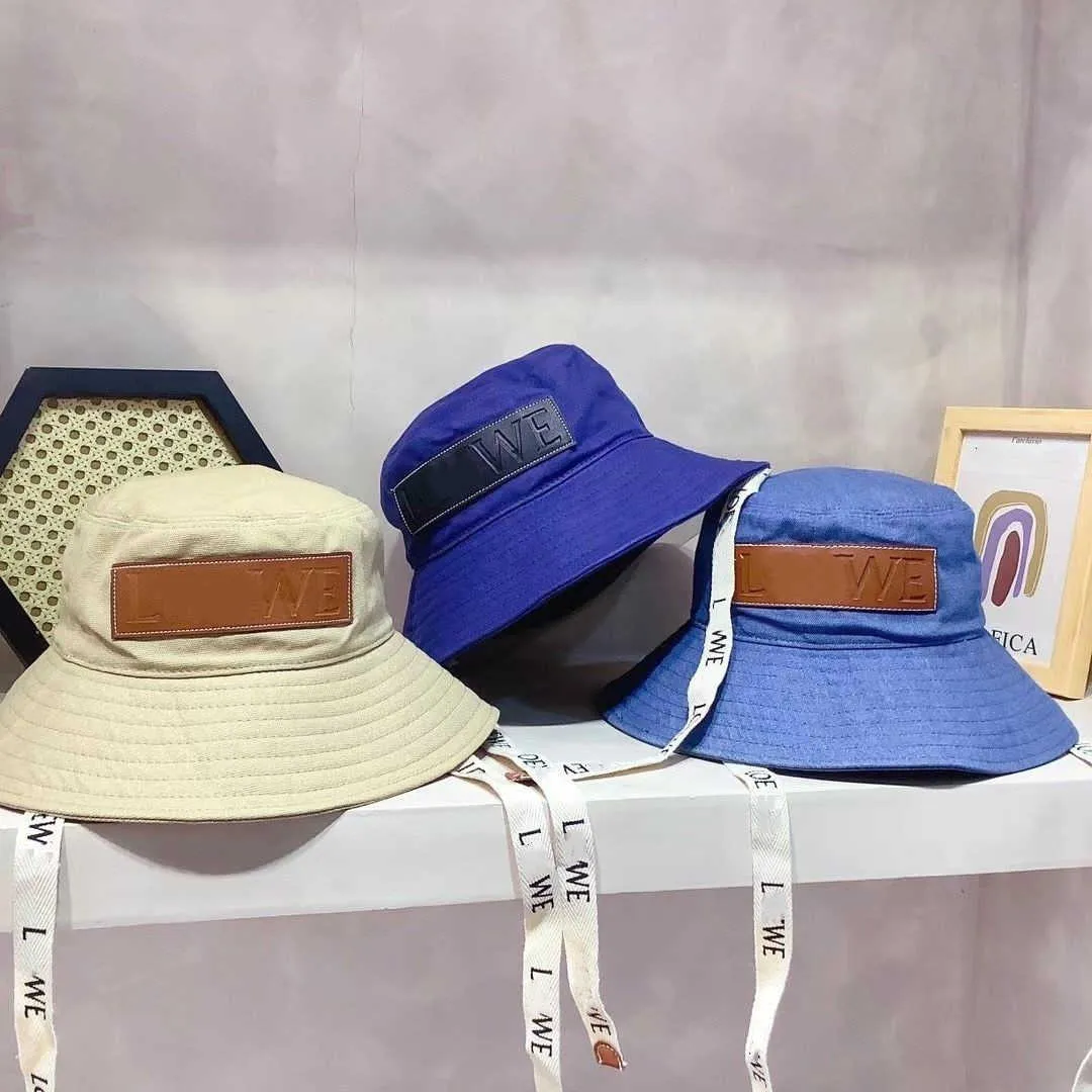 Béret de marque de mode Lowe Lettres classiques Deluxe Ribbon Bucket Hat Cowboy Basin Wide Brim Sunshade