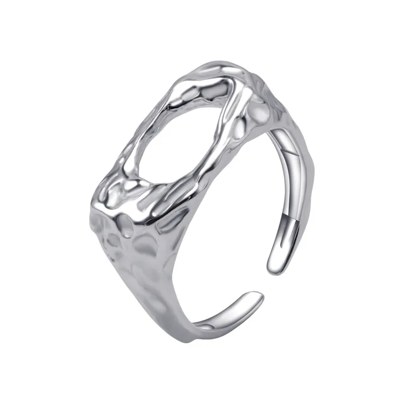 Vendas quentes na Europa e America S925 Sterling Silver Versátil Fashion Niche Design Novo anel de abertura irregular