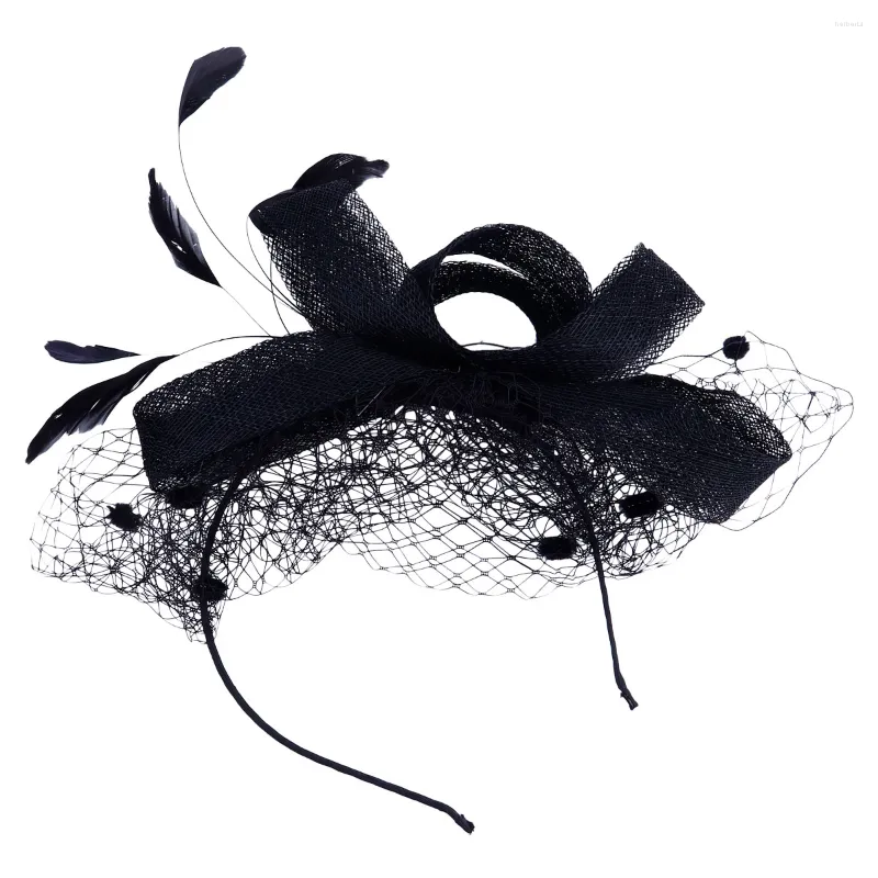 Bandanas Fascinator Hats For Tea Party Headband Flower Net Mesh Hat Com Véu Touca Cocktail Wedding (Preto)