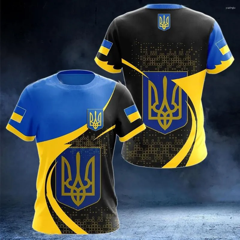 Herr t-skjortor ukraina t-shirts ukrainska flaggskjorta 3d tryckt o-hals överdimensionerade korta ärmar tröja mode mens kläder streetwear