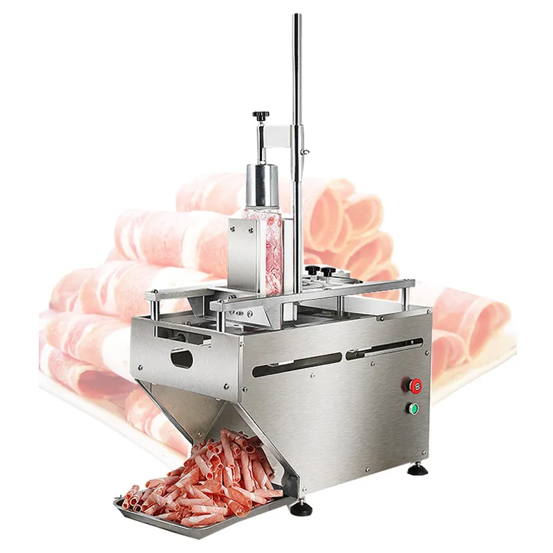 LINBOSS Commercial Electric Lamb Beef Slicer Freezing Meat Cutting Machine Mutton Rolls Cutter Adjustable Thickness