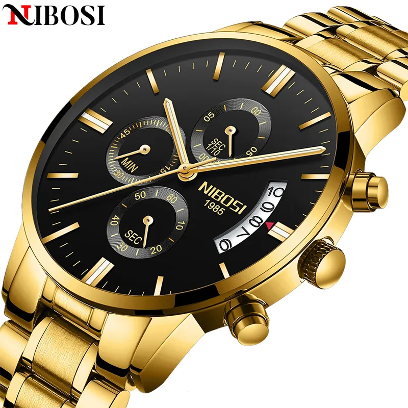 Нарученные часы Nibosi Relogio Masculino Luxury Men Watch Top Brand Mens Quartz Clock Waterpronation Hronograph Montre Homme 230724