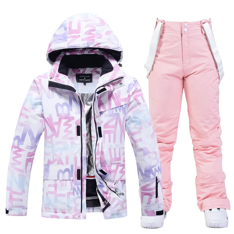 Skiing Jackets Fashion Letter Women Ski Suit Winter Windproof Waterproof Snowboard Jacket Pants Snow Walking Clothes Female Snowsuit 230725 From 59 77 DHgate