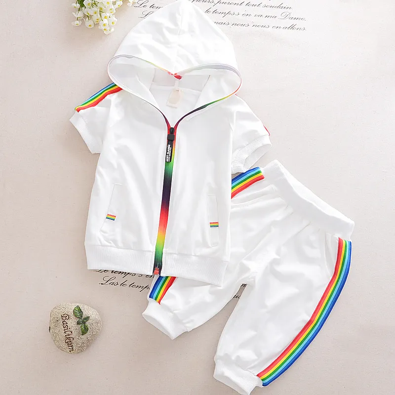 Summer Boys Series Tracksuits Casual Children Passar Boys Clothes Set Hooded Short 2 PCS/Set Kids Short Sleeve Tracksuit