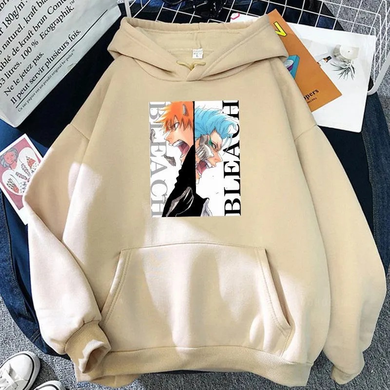 Męskie bluzy z kapturem anime wybielają Kurosaki ichigo z kapturem mężczyźni/kobiety swobodne bluzy mody unisex streetwear harajuku ubrania oversize tee top