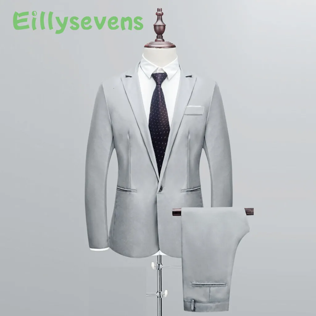 Мужские костюмы Blazers Design Men's Suits Slim Button Cust Pure Color Hose Host Probempt Pact Formal Blazer костюм плюс размер Homme 230724