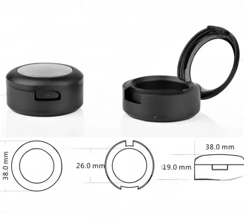 Üst göz farı kompakt mat siyah şişe göz farı paleti boş kozmetik konteyner yuvarlak ruj paketleme kutusu