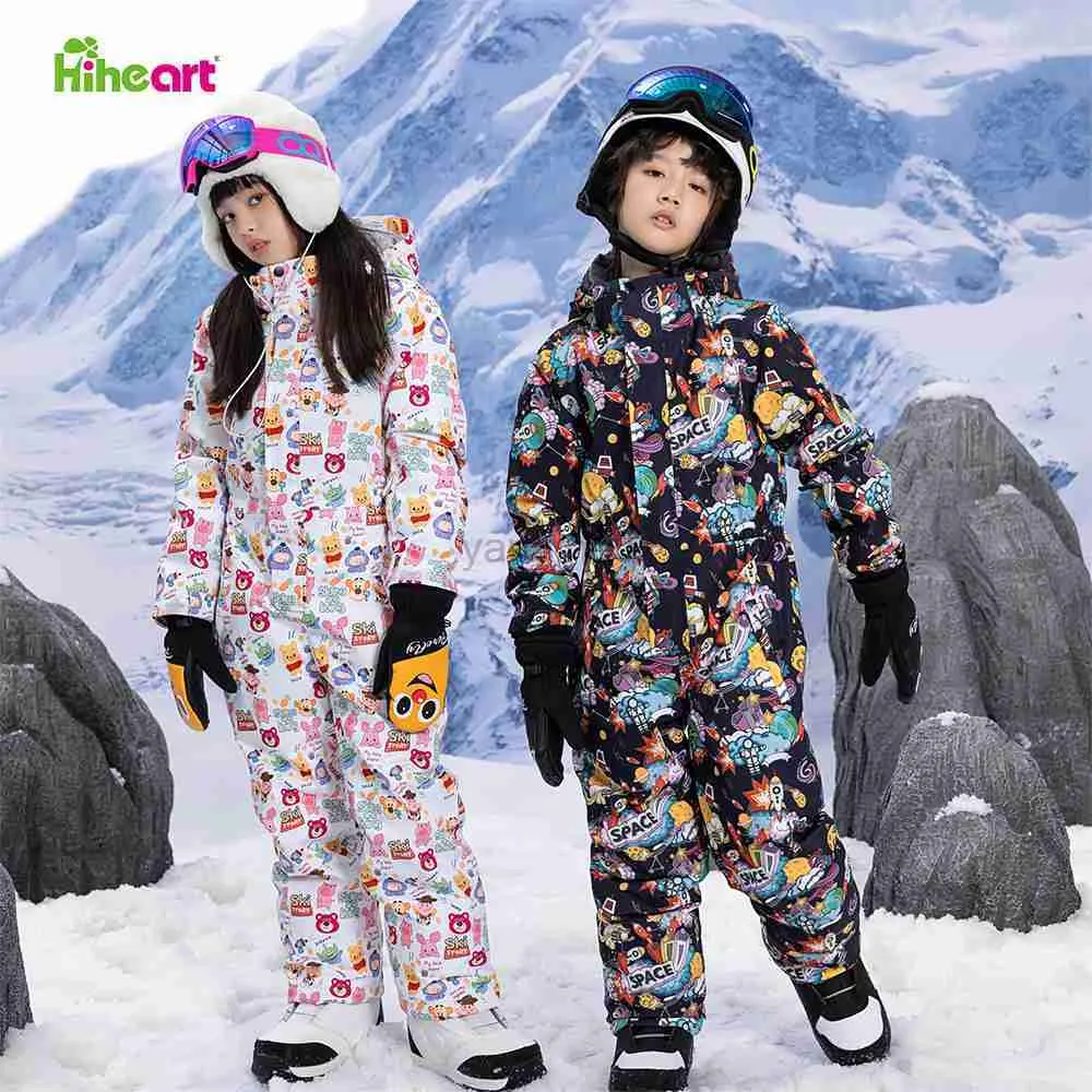 Down Coat Hiheart -30 Degrés Enfant Ski Combinaison Garçons Filles Snowboard Salopette Imperméable Enfants Ski Costume Enfants Vêtements Sportswear De Plein Air HKD230725