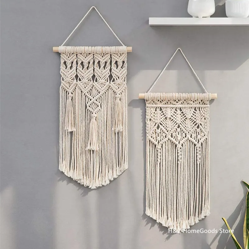 Tapestries Macrame Wall Hanging Tapestry Decor Boho Bohemian Woven Home Decoration Handmade Living Room Apartment Dorm 230725