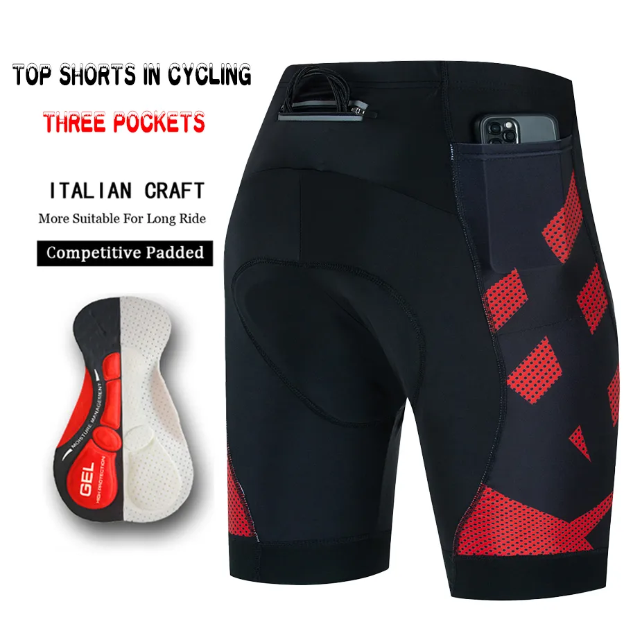 Équipement de cyclisme VTT 3 poches vtt hommes Shorts Gel pantalon Bretelles été bavoirs professionnel homme vélo cuissard