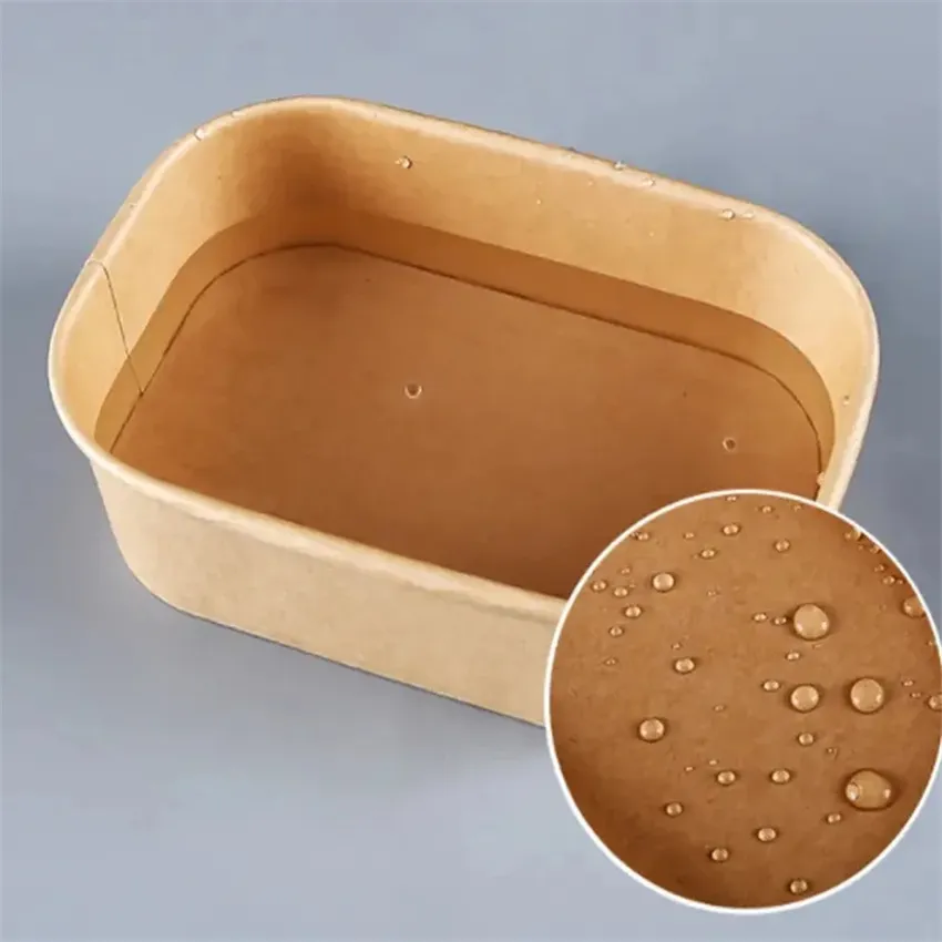 Engångsglaset takeaway mat Mikrovågsbar Kraft Lunch Box Paper Food Containers med PP -lock