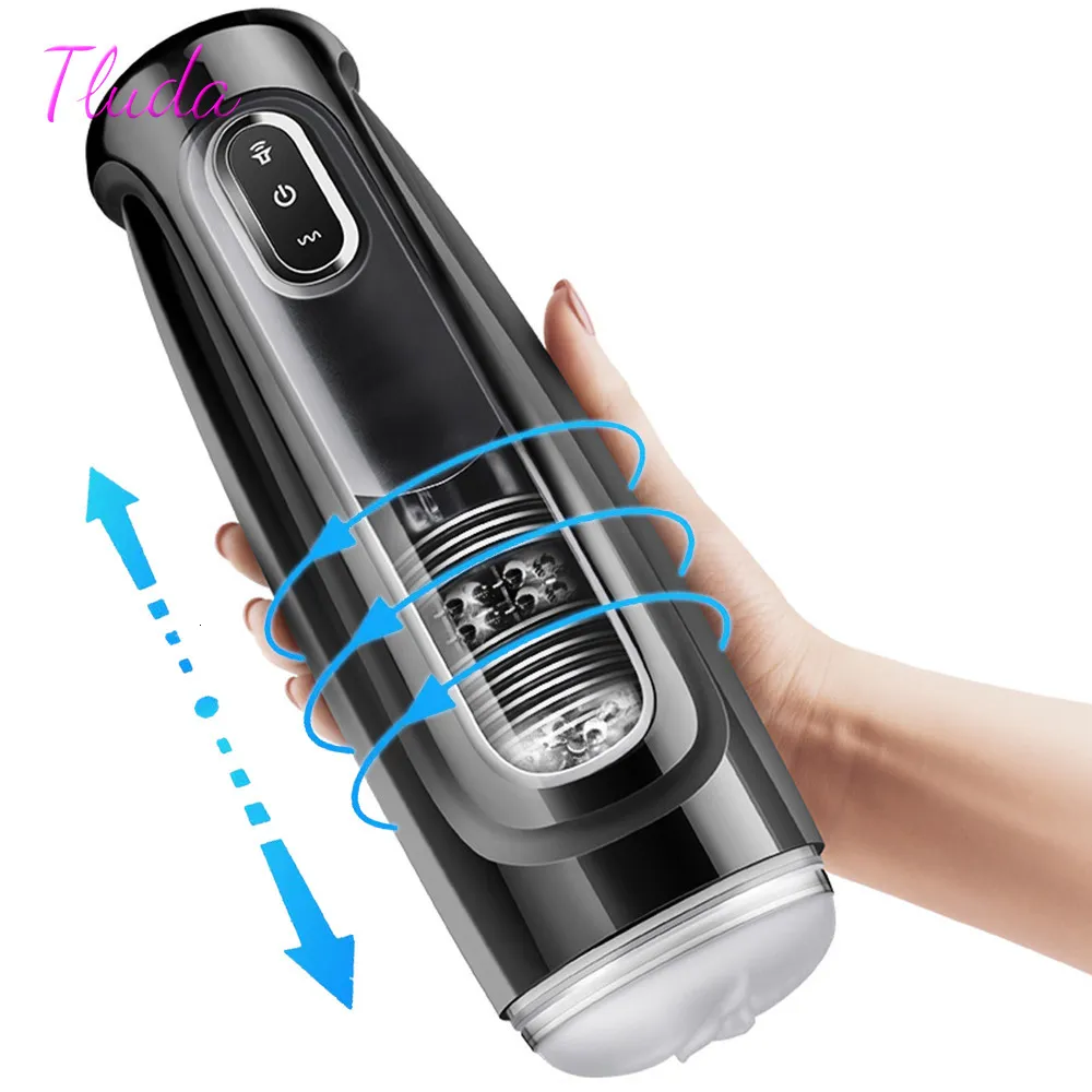 Masturbateurs Appareil de masturbation masculine automatique Tasse de masturbation rotative rétractable pour machine de sexe oral masculin Sex Toys Produits pour adultes pour homme 18 230725