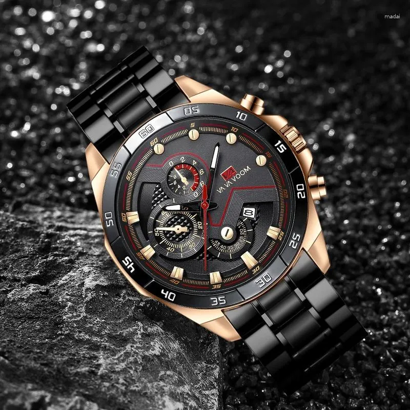 Orologi da polso 2023 Cinturino in acciaio inossidabile Orologio sportivo Live Shrimp Leather Shopee Source Calendario Studente Quarzo da uomo