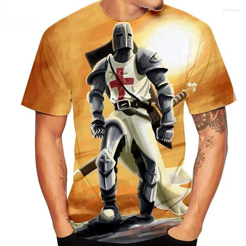 Mannen T-shirts 2023 Zomer Vintage T-shirt Streetshirt Tempeliers 3D Print Mannen Sacred Cross Patroon Oversized Mannelijke Kleding