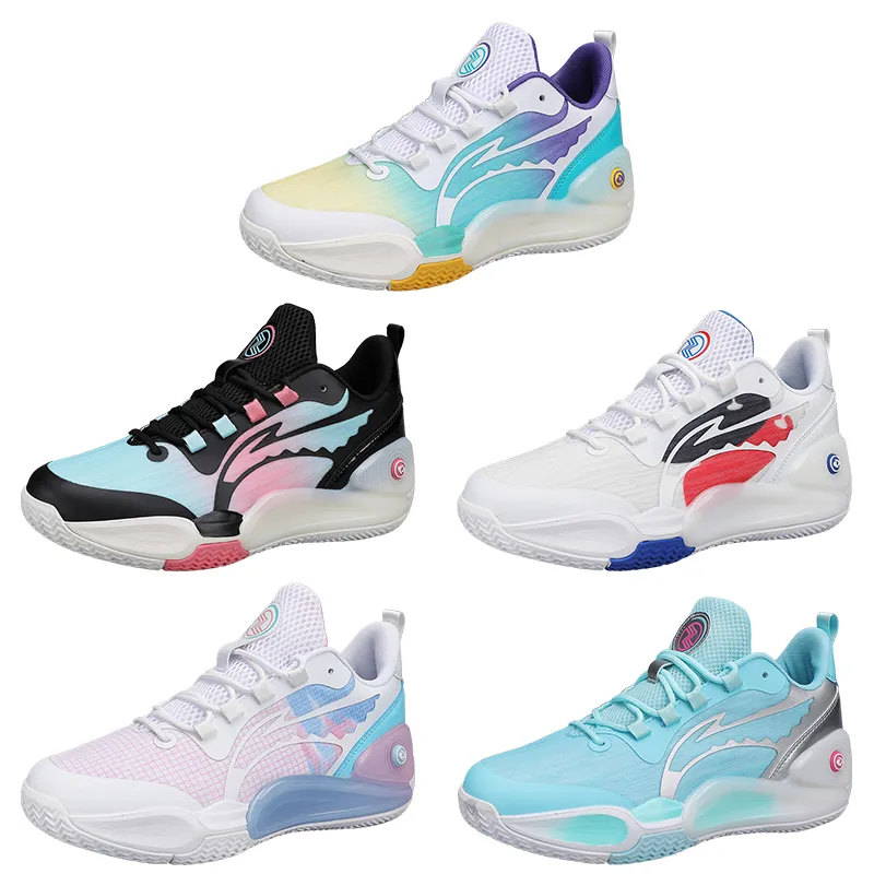 2023 Verschleißfeste Basketballschuhe Atmungsaktive Männer Lila Schwarz Gelb Rosa Blau Trainer Outdoor-Sport Farbe5