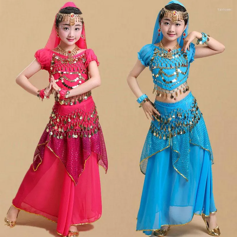 Vêtements de gymnastique enfants Costume de danse du ventre enfants robe enfant Bollywood Costumes pour fille Performance porter 6 couleurs