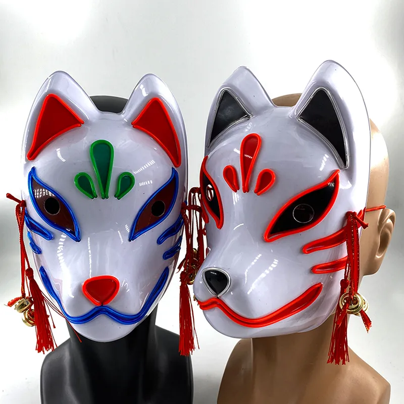 LED Light Up Fox Party Masks Light Halloween Cosplay Costume Props For Dance DJ Party Decoration FY9697 JY26