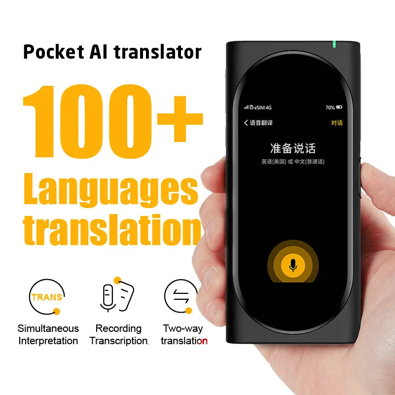 المترجمون في المقاصات Langogo Genesis Smart Instant Offline Translator Translator Time Multi-Languages ​​Translation Translation Translation أداة 230725