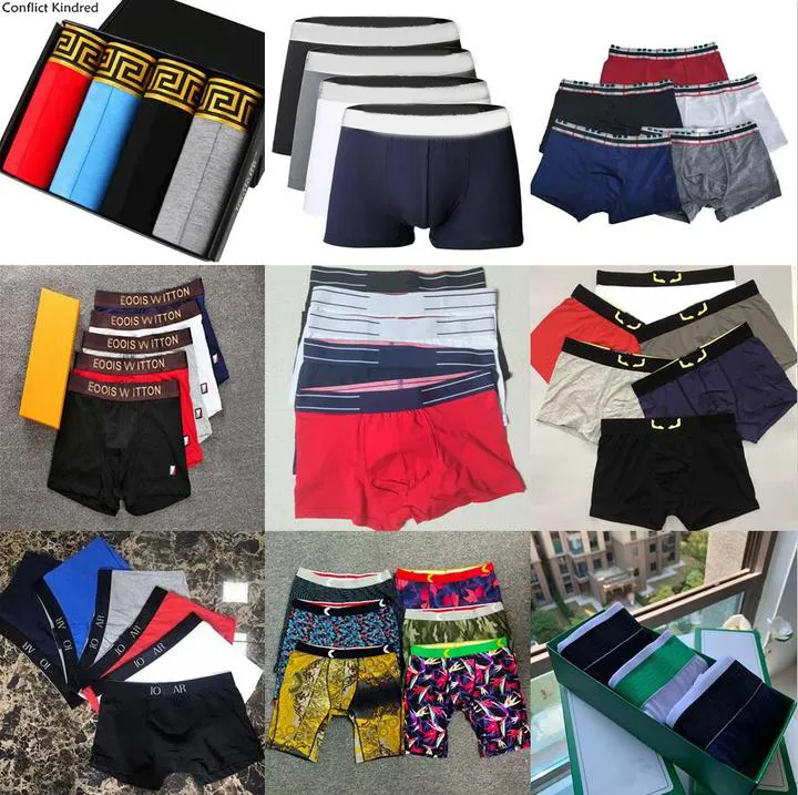 3PCS Mens Designer Underwear Beach Shorts Boxer Sexy Underpants Printed Underwear Soft Boxers Breathable Swim Trunks Branded Male