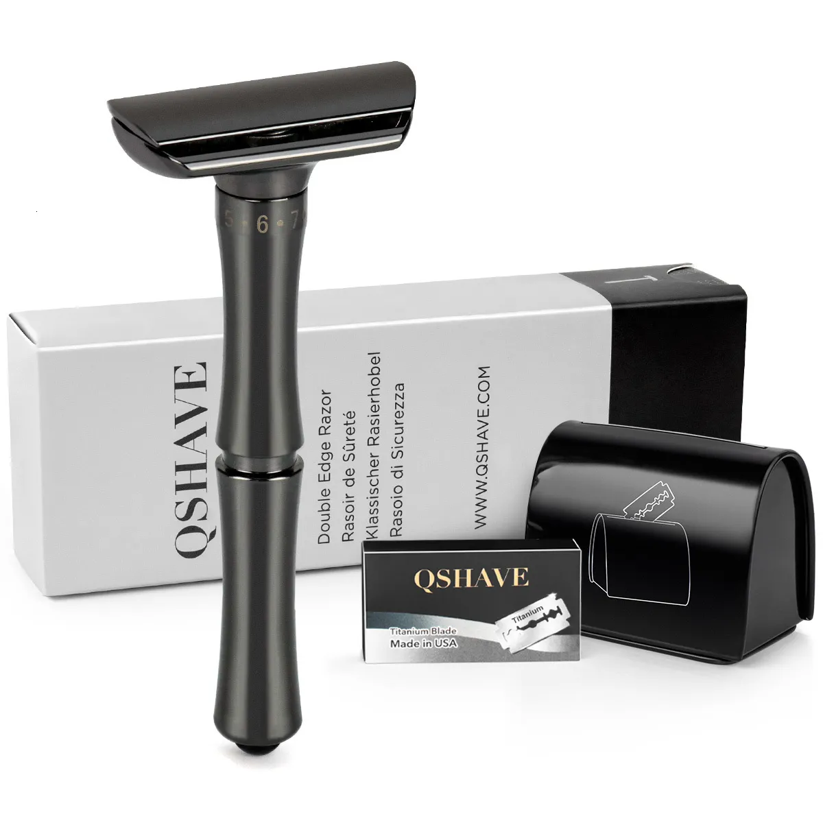 DHgate.com:QShave Matte Black Adjustable Safety Razor with Press to ...