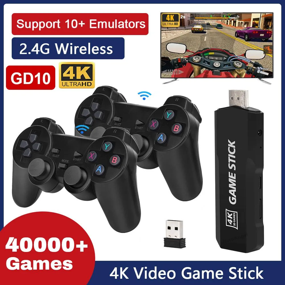 Players Gd10 Retro Game Console Video Emuelec 4.3 System 2.4g Wireless Gamepads 128gb 40000 Games X2 Hd 4k Game Stick for Psp/ps1/n64/gb