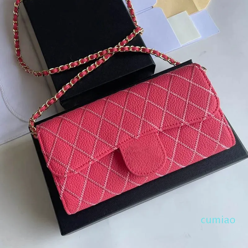 2023-French Women Classic Flap Shoulder Bag Diamond Lattice Long Designer Wallet Retro Versatile Crossbody Luxury Handbag Card Holder Multi