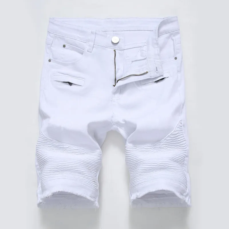 2022 Pantaloncini di jeans da uomo nuovi estivi Abbigliamento da strada Trend Personalità Slim Jeans corti Bianco Rosso Nero Abbigliamento maschile di marca