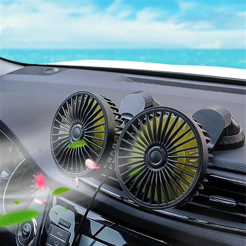 High Speed Auto Dual Fan Interior Accessories 360-degree Round Cooling Swing Ventilator 5-24V Universal274j