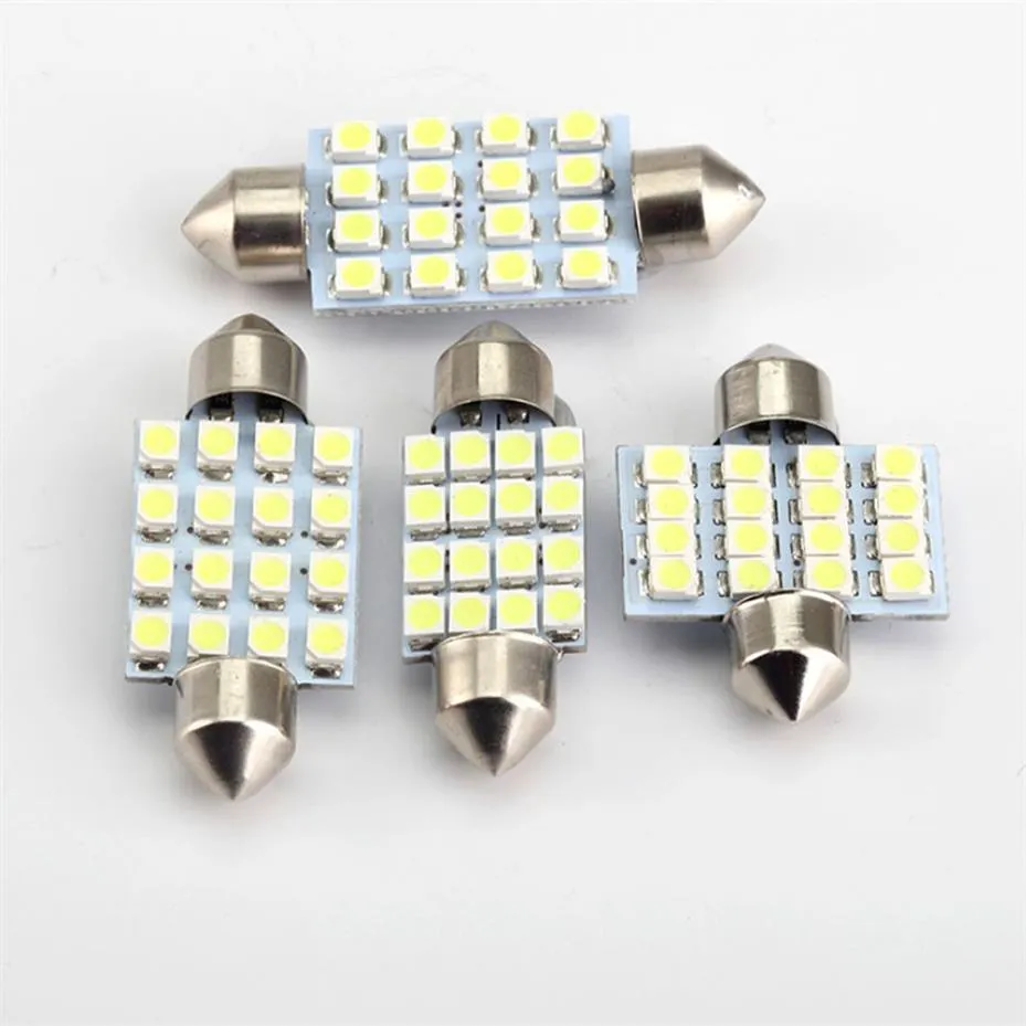 50st Lot Festoon 31mm 36mm 39mm 41mm C5W LED DOME LULBS 16 SMD 3528 CAR LED Interiörsljus Auto Reading Lamps White 12V200V