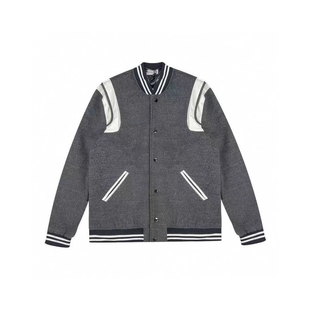 Laurent Jaquetas Masculinas Alta Versão Homens Mulheres Jaqueta de Beisebol SLP Bordado Casaco de Lã Saint Designer Jaqueta Mens Varsity Jackets Flying Suit Cardigan E5