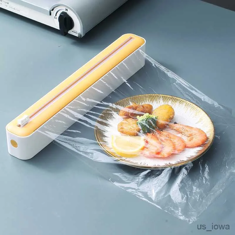 Portable Disposable Food Film Dispenser With Cling Film Cutter And Wrap