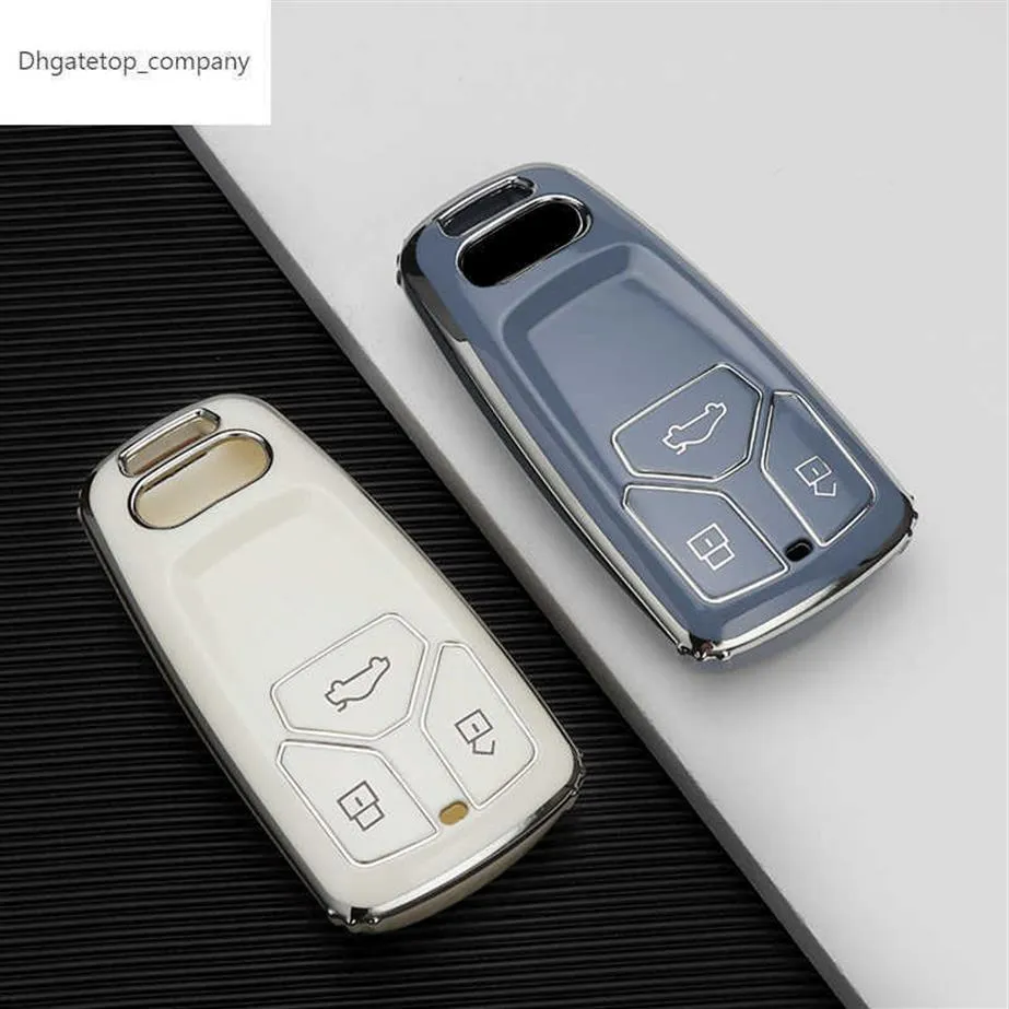 Fashion TPU Car Key Case Full Cover Fob For Audi A6 A5 Q7 S4 S5 S7 A4 B9 A4L 4m 8W Q5 TT TTS RS 8S Coupe Car Styling Accessories2288