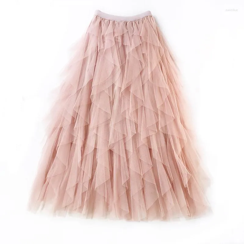 Röcke Koreanische Nette Layered Tutu Tüll Rüschen Rock Für Frauen Hohe Taille Kleid Ballerina 2023 Sommer Mädchen Brautjungfer