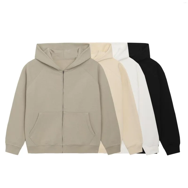 Sweats à capuche pour hommes de haute qualité couleur unie sweats zippés en vrac unisexe mode surdimensionné rue Hip Hop coton sweat