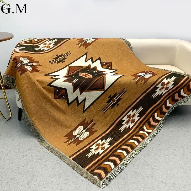 Filtar multifunktionell bomull stickad soffa kast filt utomhus camping picknick matta jacquard tofsels tapestry ins style dutduk 230725