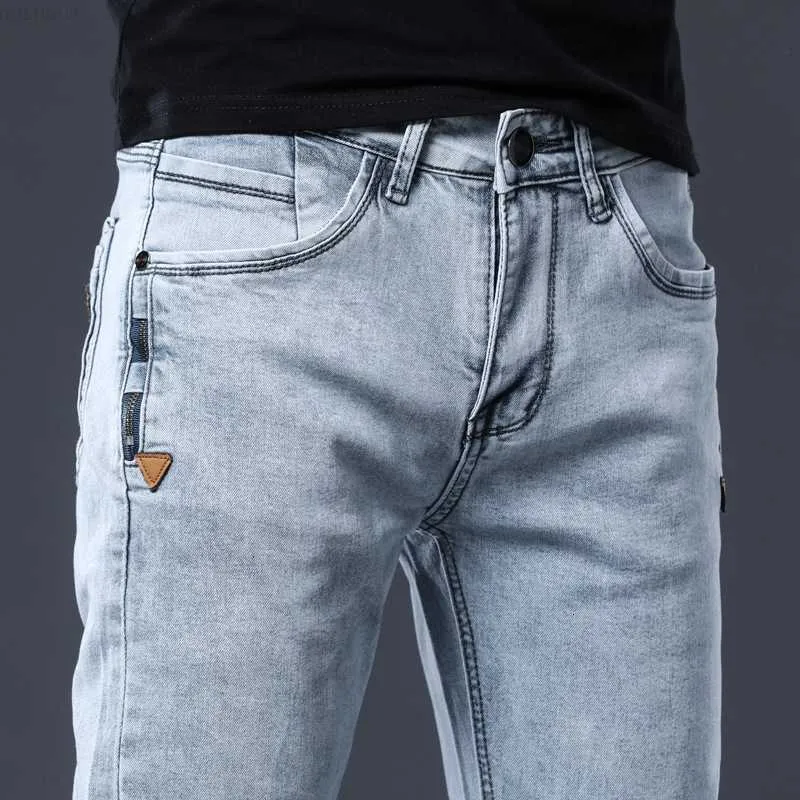 Hommes ICPANS Skinny Denim Hommes Slim Fit Stretch Hommes Jeans Pantalon Gris Bleu 230316 L230726