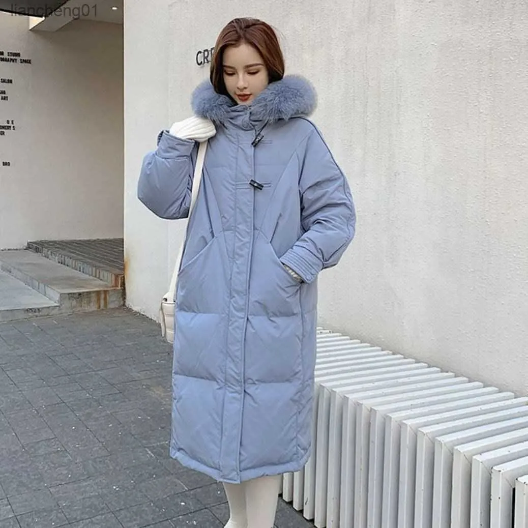 Asian S-M Womens White Duck Down Jacket Winter Female Coats Zipper Real Fox Fur Collar Ladies Warm Ytterkläder Toppkläder HC196 L230619