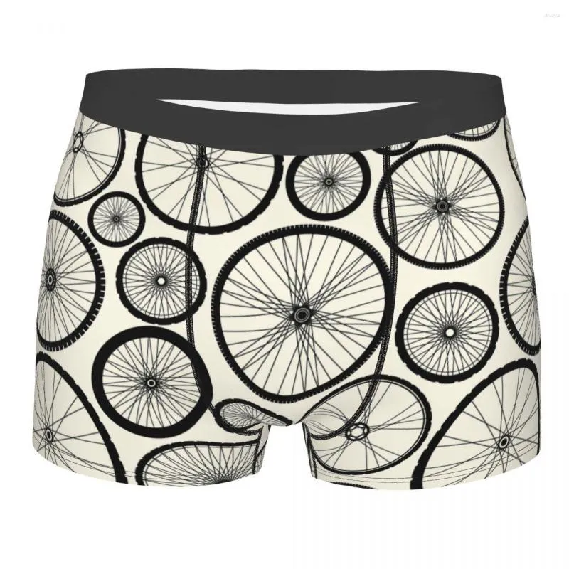 Cuecas masculinas retrô roda de bicicleta boxer shorts cueca respirável masculino engraçado S-XXL