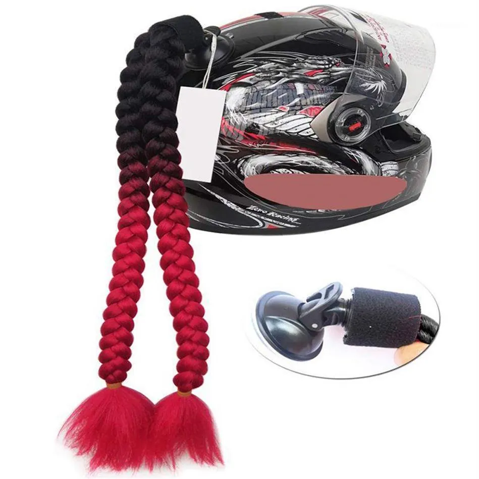 Casque de moto tresses femme tresses perruque pour casques de moto double queue de cheval queue de cheval avec ventouse arc 7 Colors1225G