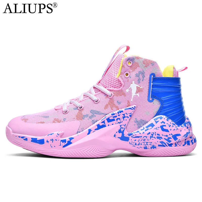 Chaussures habillées ALIUPS 36-45 Hommes Femmes Rose Basketball Chaussures Garçons Respirant Non-Slip Wearable Chaussures De Sport Athlétique Baskets Filles 230725