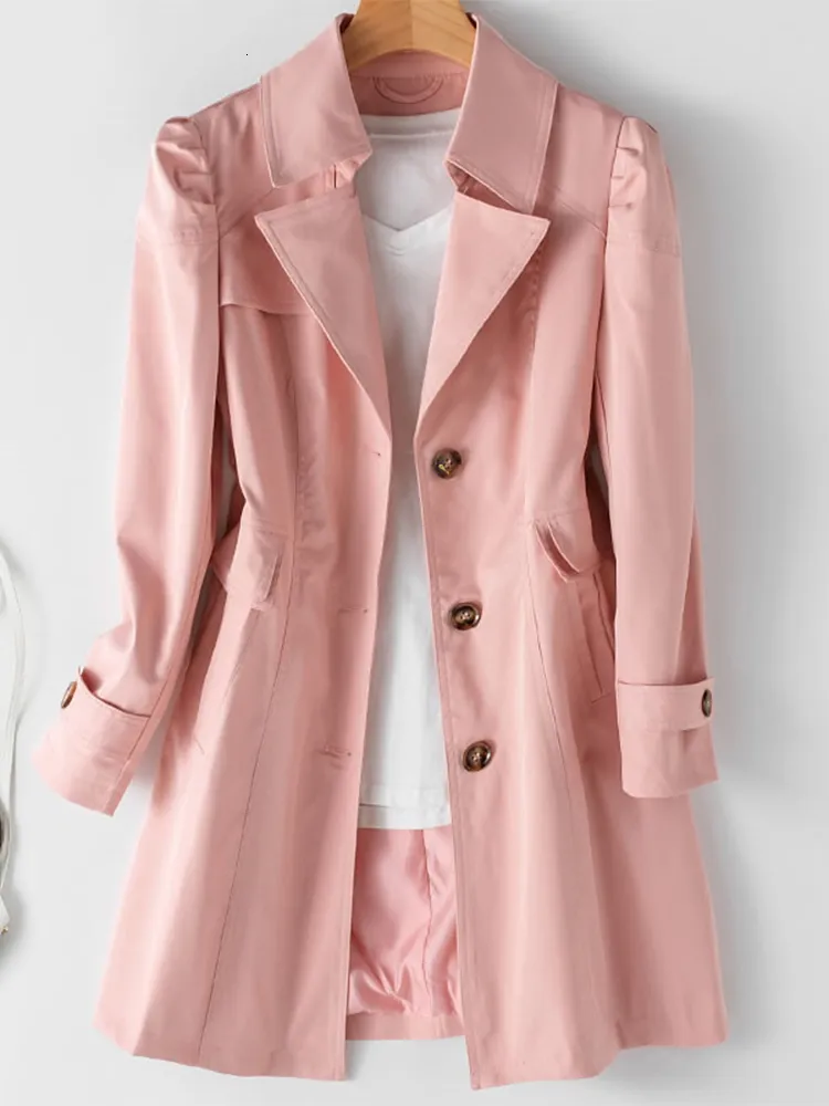 Trench Coats Feminino Primavera Outono Gabardine Feminino Coreano Trespassado Médio Trench Coat Feminino Sobretudo 5XL Cáqui Jaqueta Feminino 230725